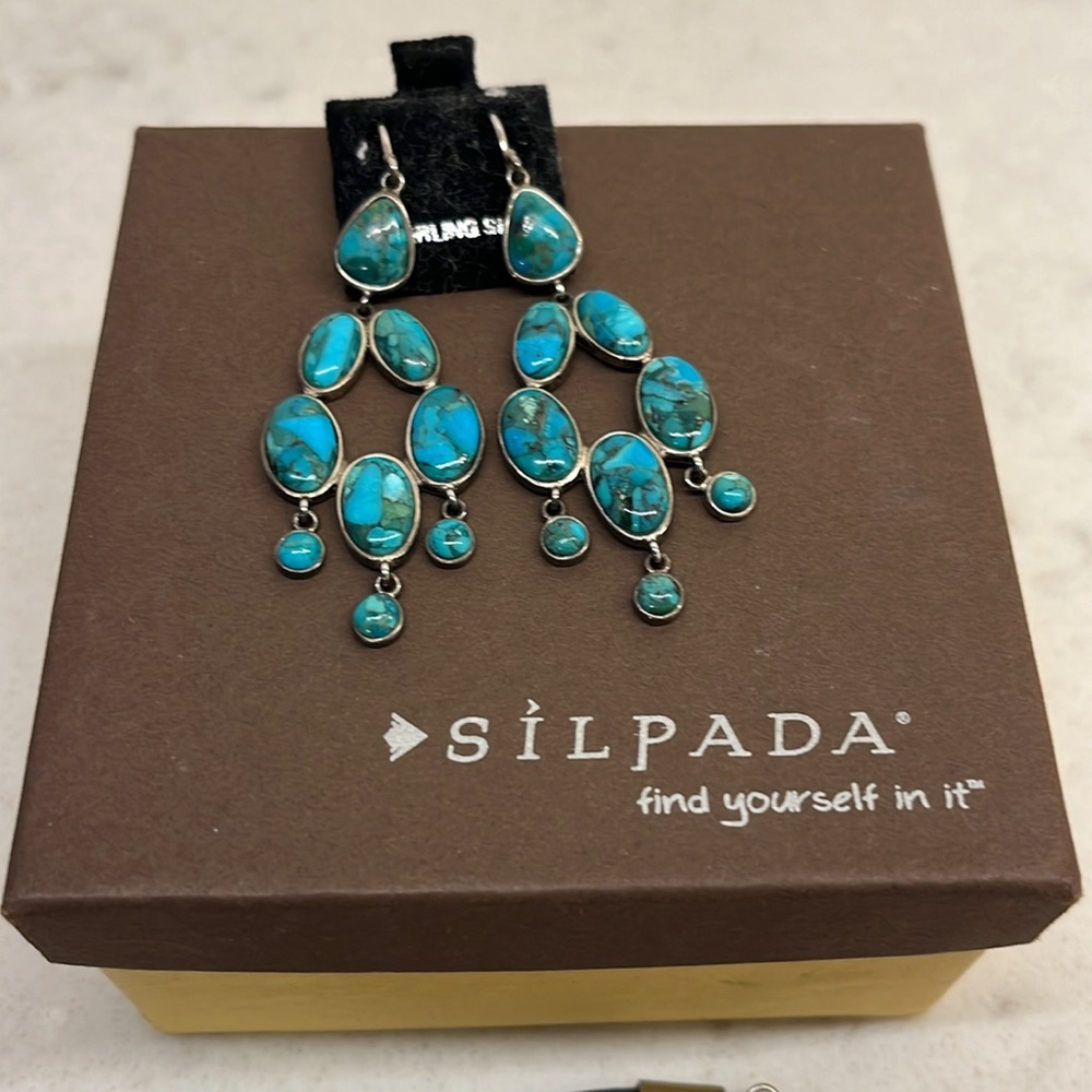 Silpada Designs Sterling Silver Turquoise Dangle Earrings